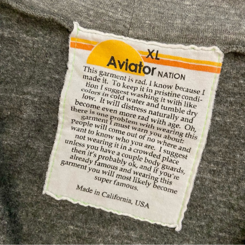 Aviator Nation Gray Hoodie Zip Up JACKET with Rainbow Accents UNISEX - Picture 5 of 13